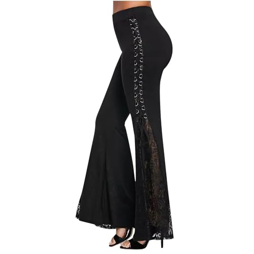 Lace Flared Pants for Women Sexy See Through Bell Bottoms Legging